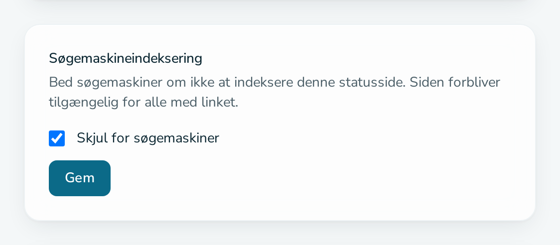 Kortet „Søgemaskineindeksering“