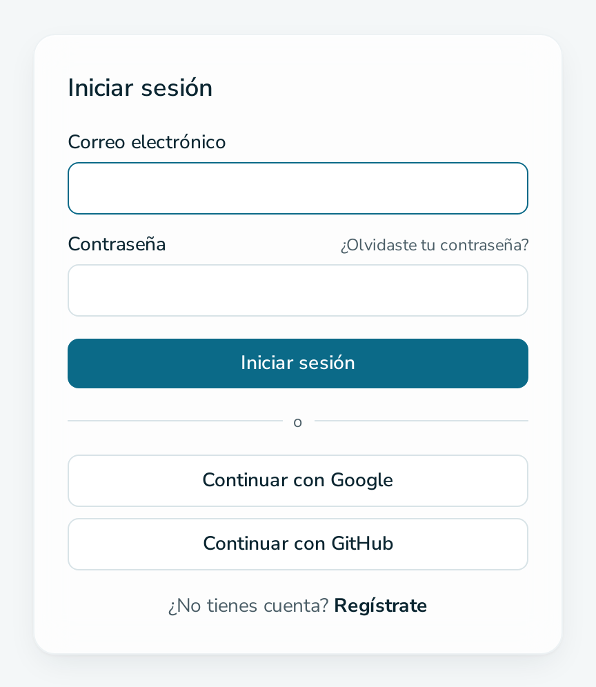 Formulario de inicio de sesión