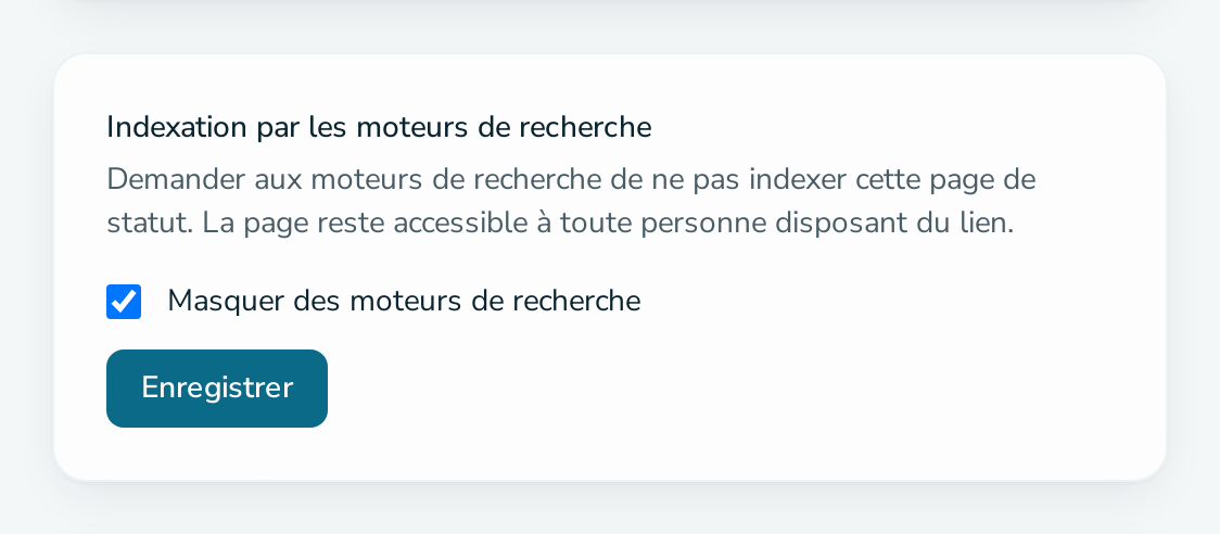 Carte « Indexation par les moteurs de recherche »