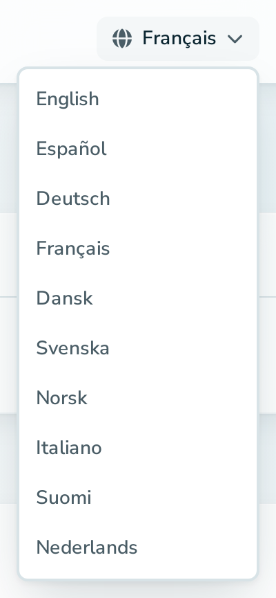 Menu des langues