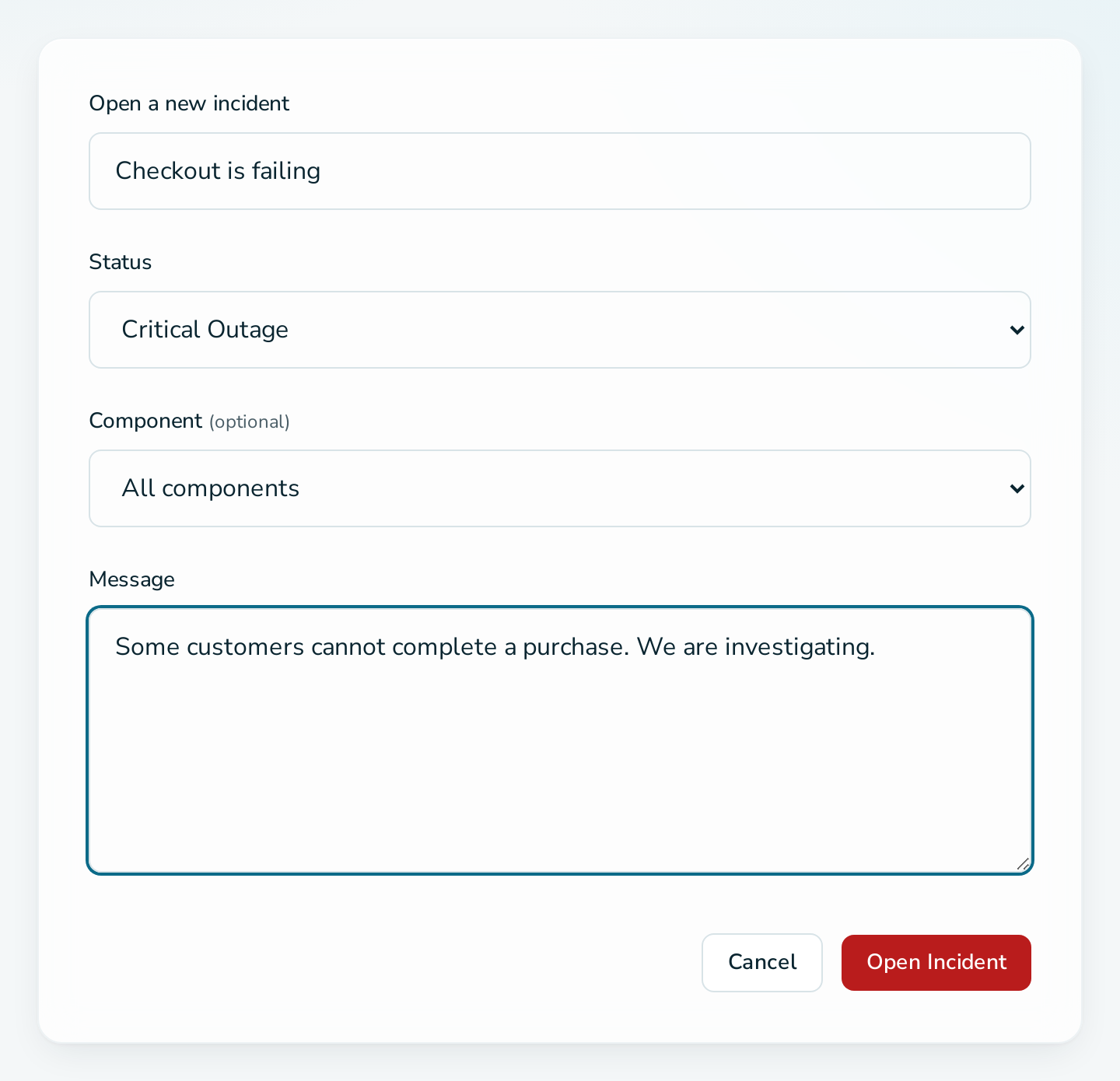 Open a new incident form