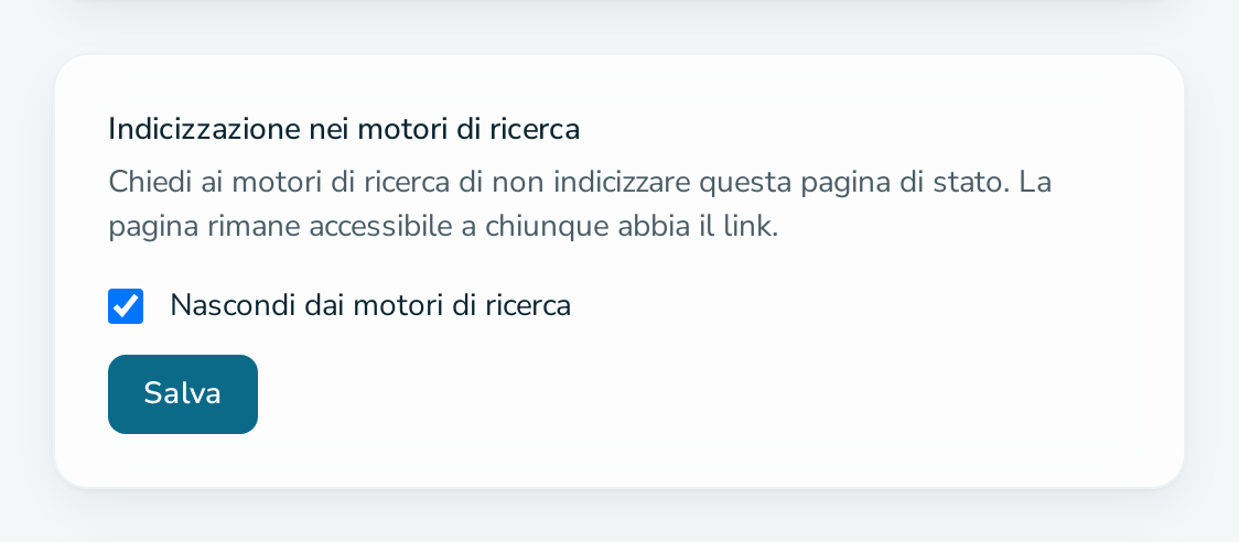Scheda «Indicizzazione nei motori di ricerca»