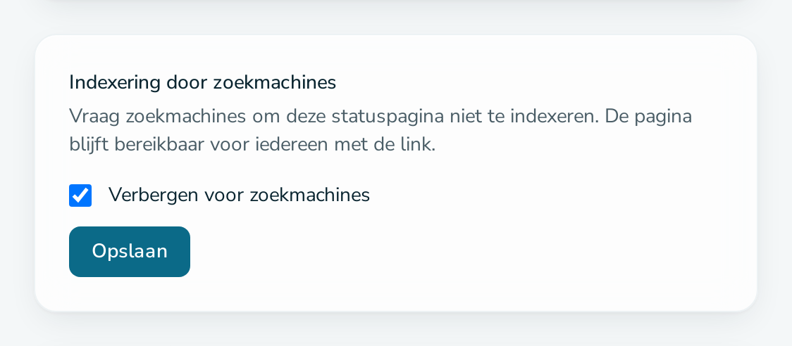 Kaart „Indexering door zoekmachines“