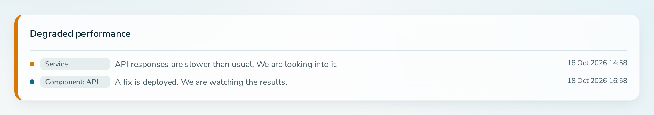 Header of a public status page