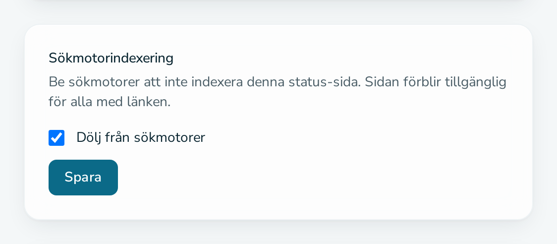 Kortet ”Sökmotorindexering”